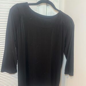 Eileen Fisher Women's Black 3/4 Sleeve Scoop Neck Blouse Size M